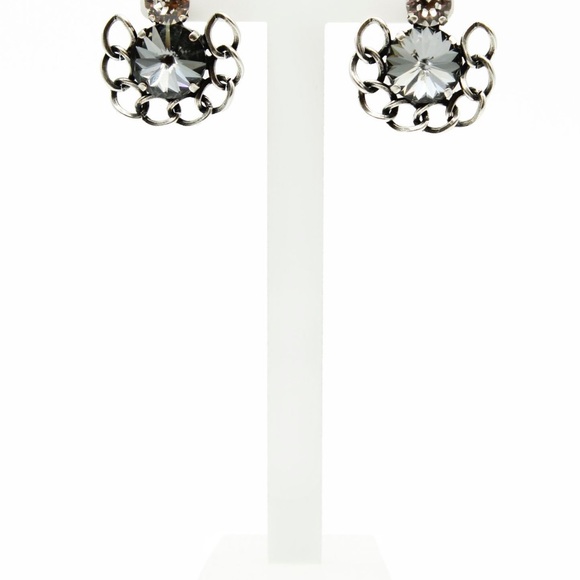 Handmade chain stud drop earrings- Swarovski Crystal elements - Picture 3 of 4
